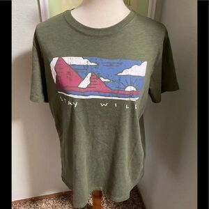 EUC State Of Mine Large Stay Wild Green Short Sleeve Tee # T6